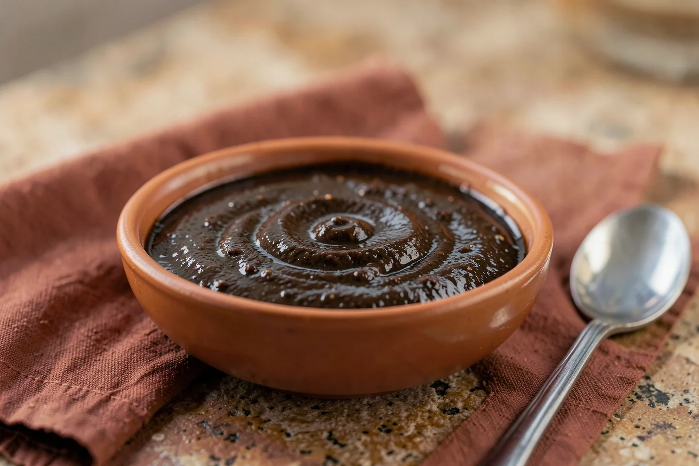 Mole negro oaxaqueño: salsa oscura y espesa servida en un plato