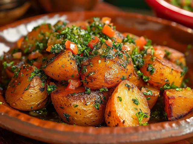 Papas doradas con perejil