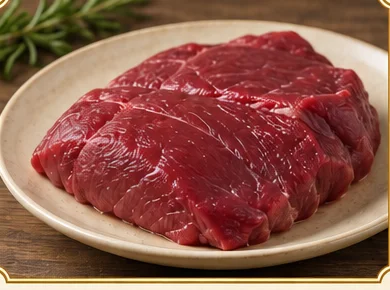 Carne de equino cruda en un plato